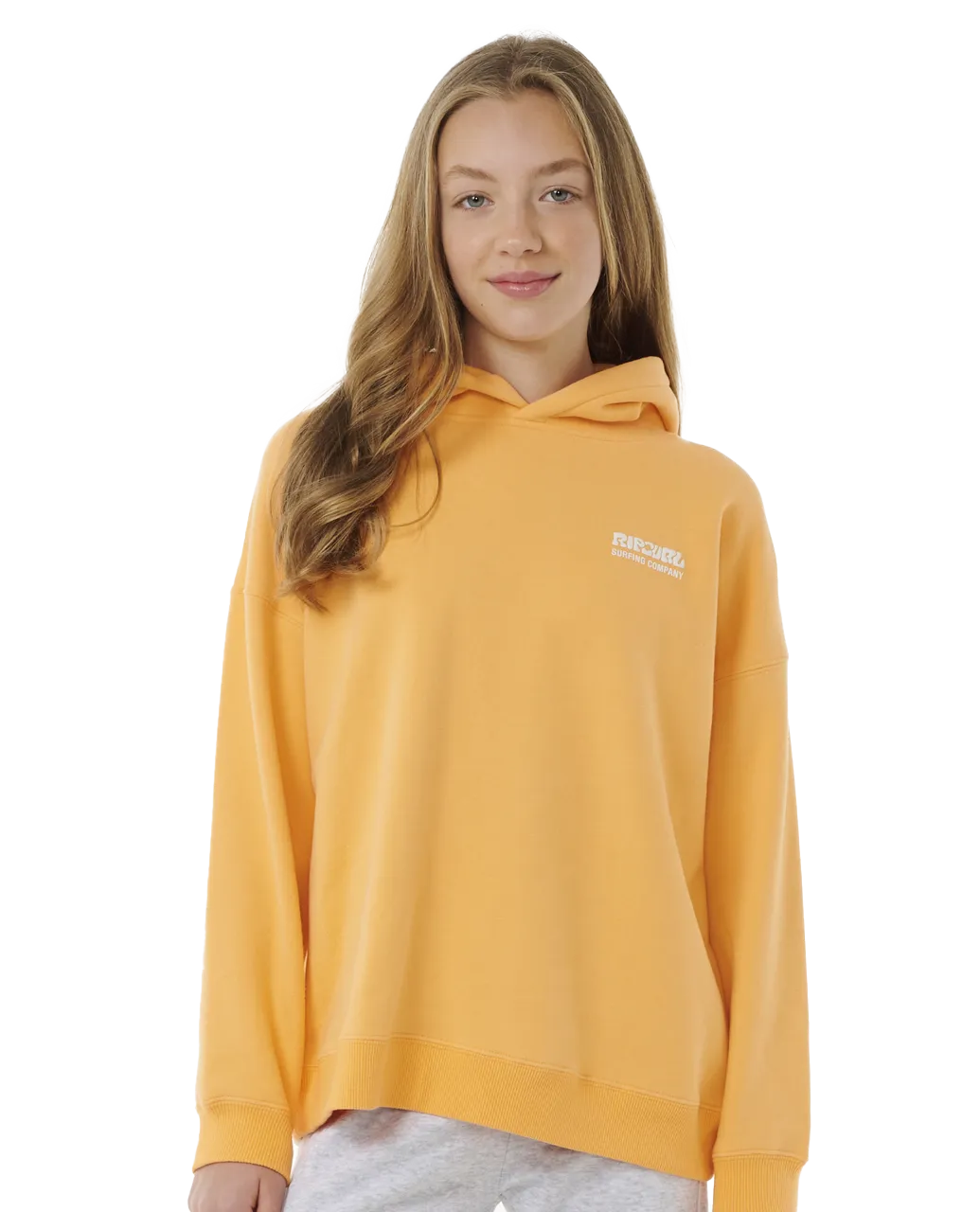 Girls Surf Puff Heritage Hoodie in Orange