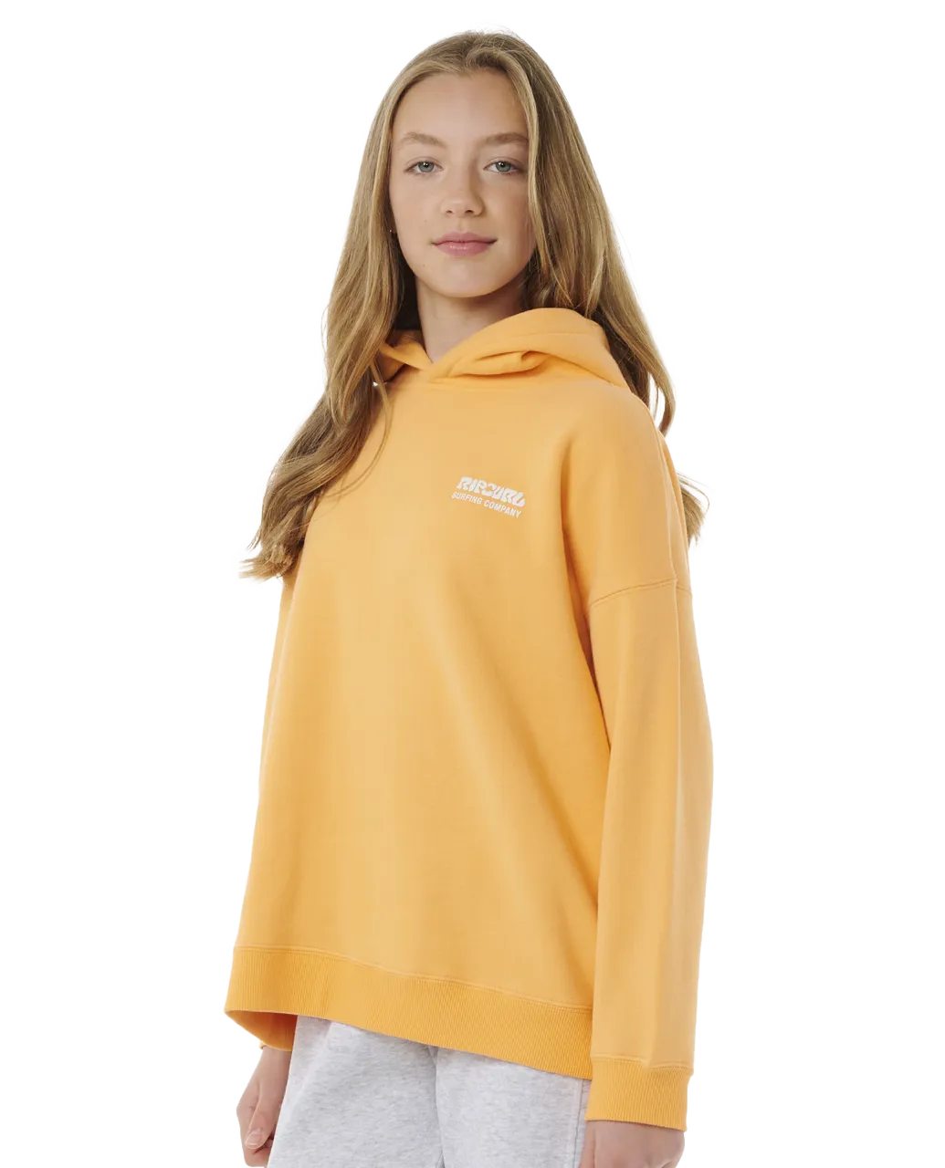 Girls Surf Puff Heritage Hoodie in Orange