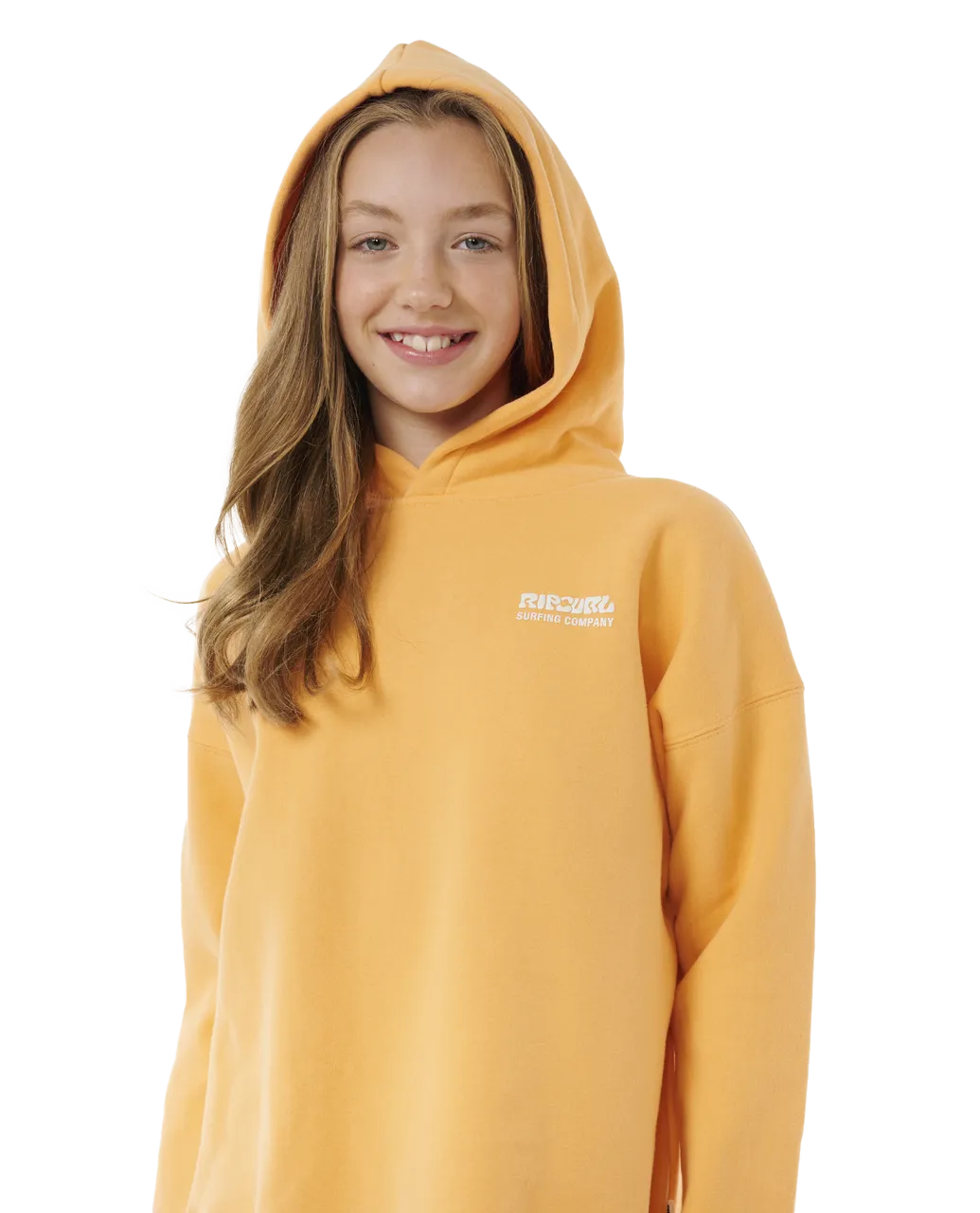 Girls Surf Puff Heritage Hoodie in Orange