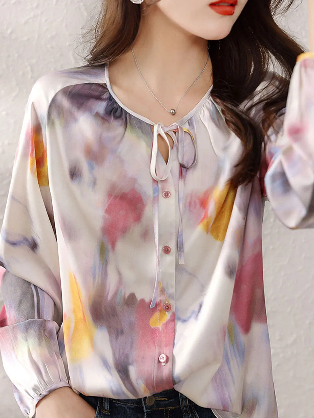 Grace Elegant Printed Chiffon Shirt