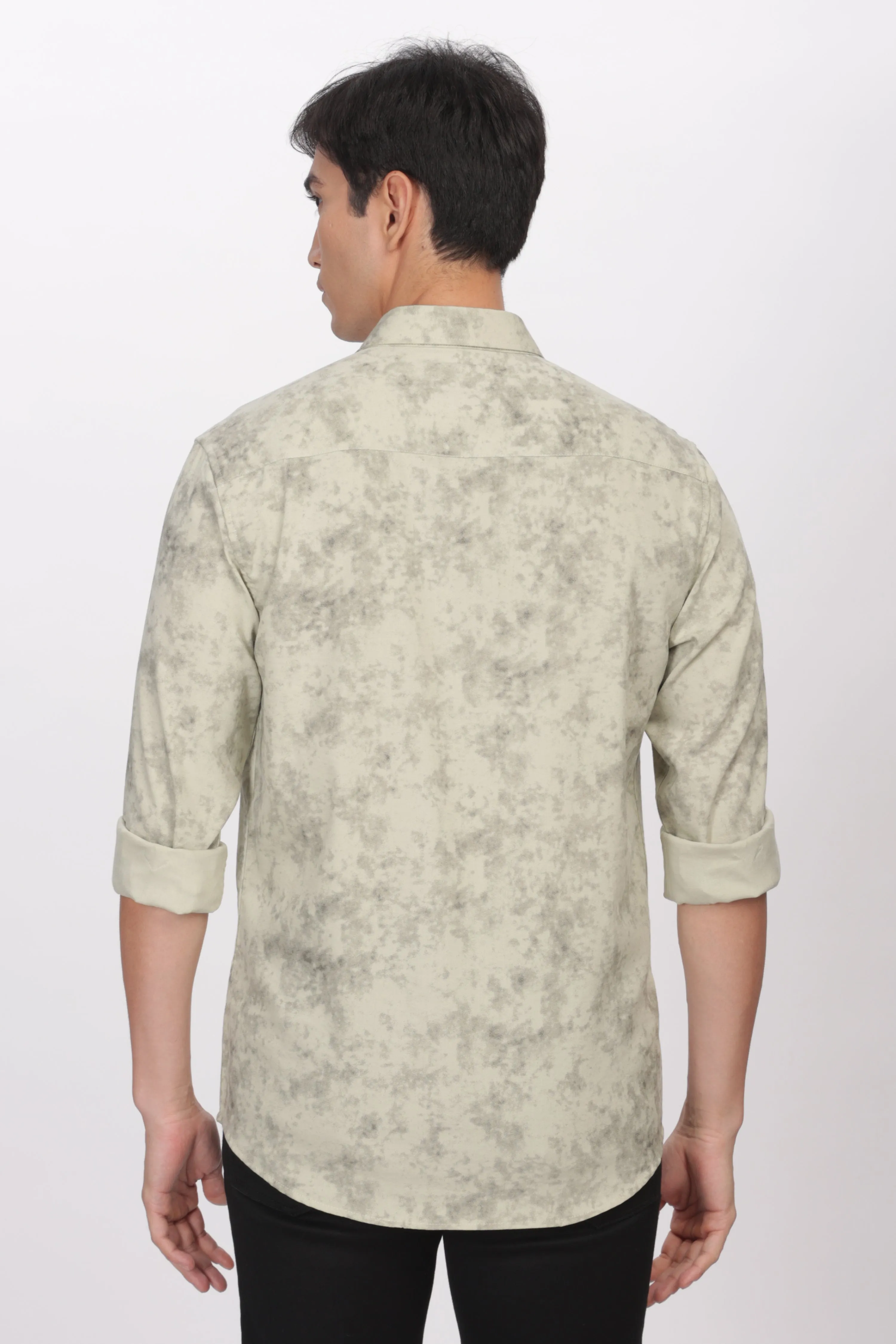 Green Slim Fit Self Design Casual Shirt