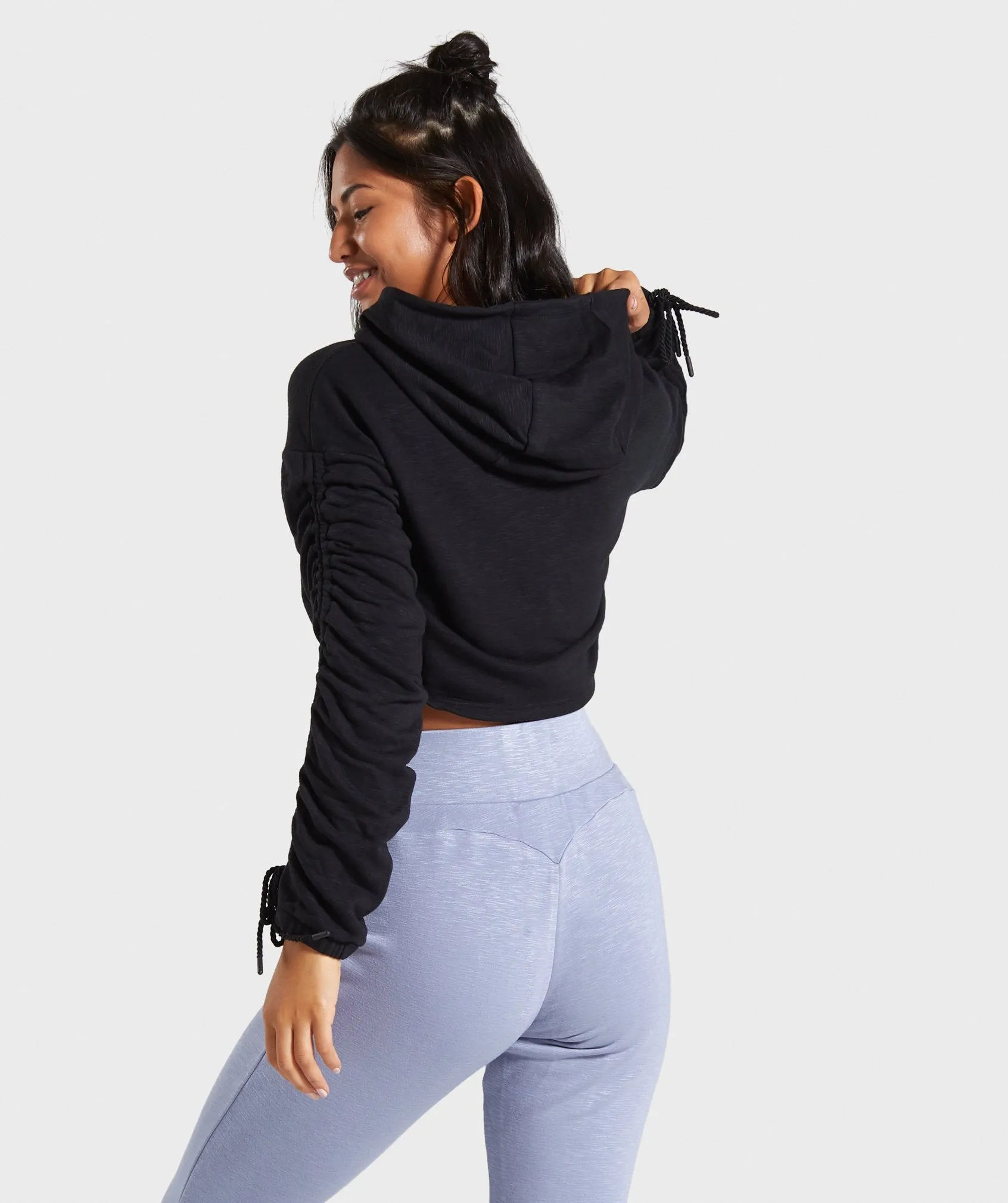 Gymshark Ruched Cropped Hoodie - Black