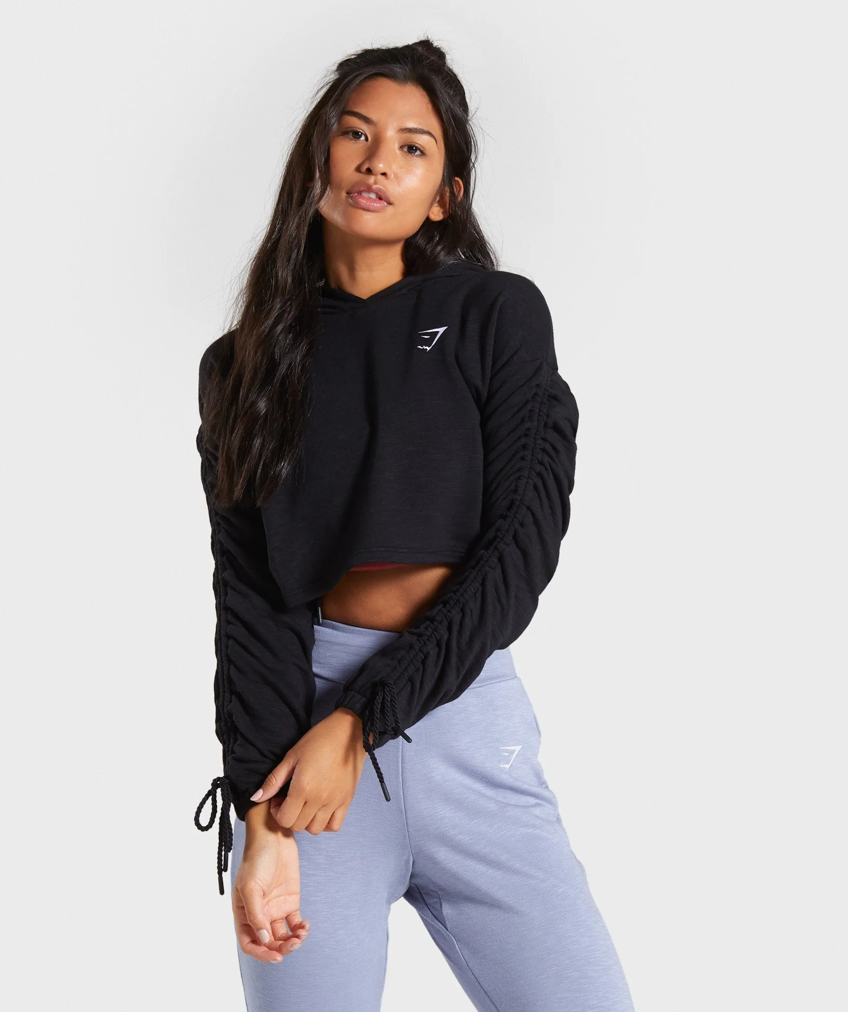 Gymshark Ruched Cropped Hoodie - Black