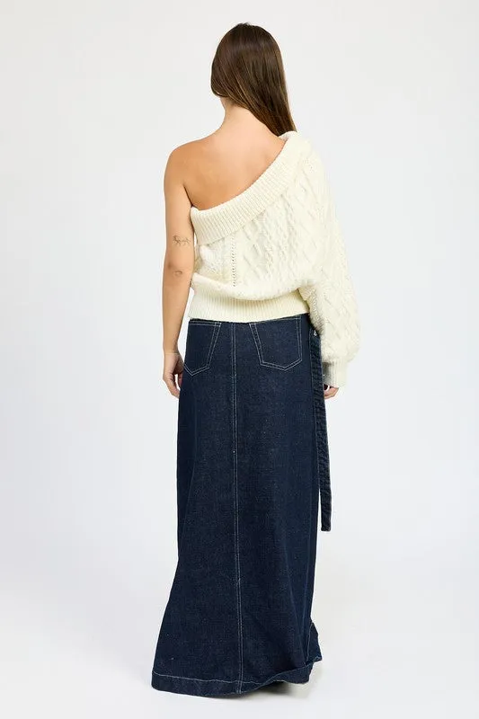 Ivory Oversized Knt One Shoulder Sweater