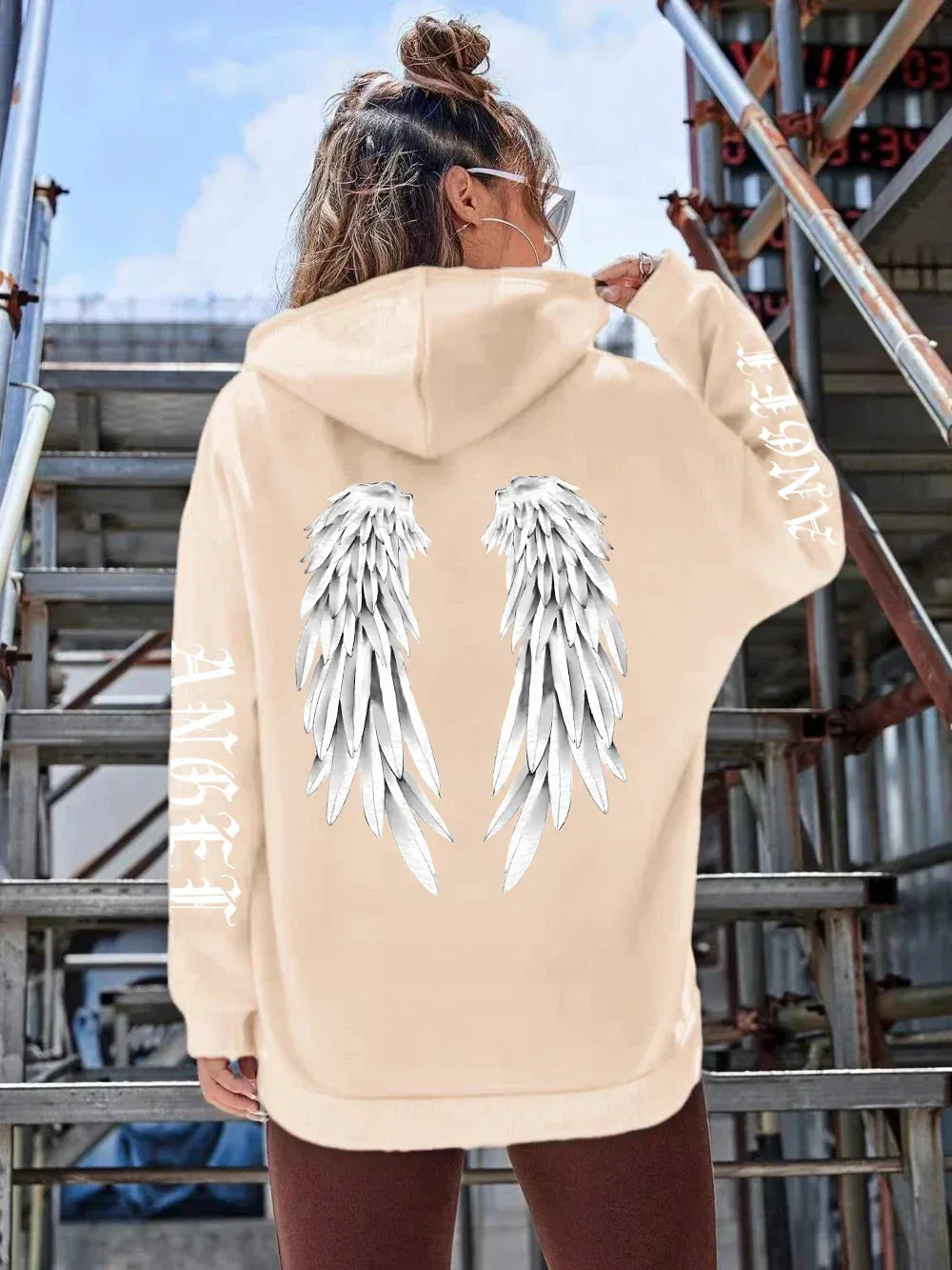 Ivyshape | Casual Hoodie with Wing Print for Women