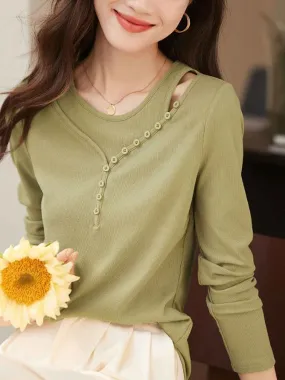 Julia Elegant Hollowed Button Top