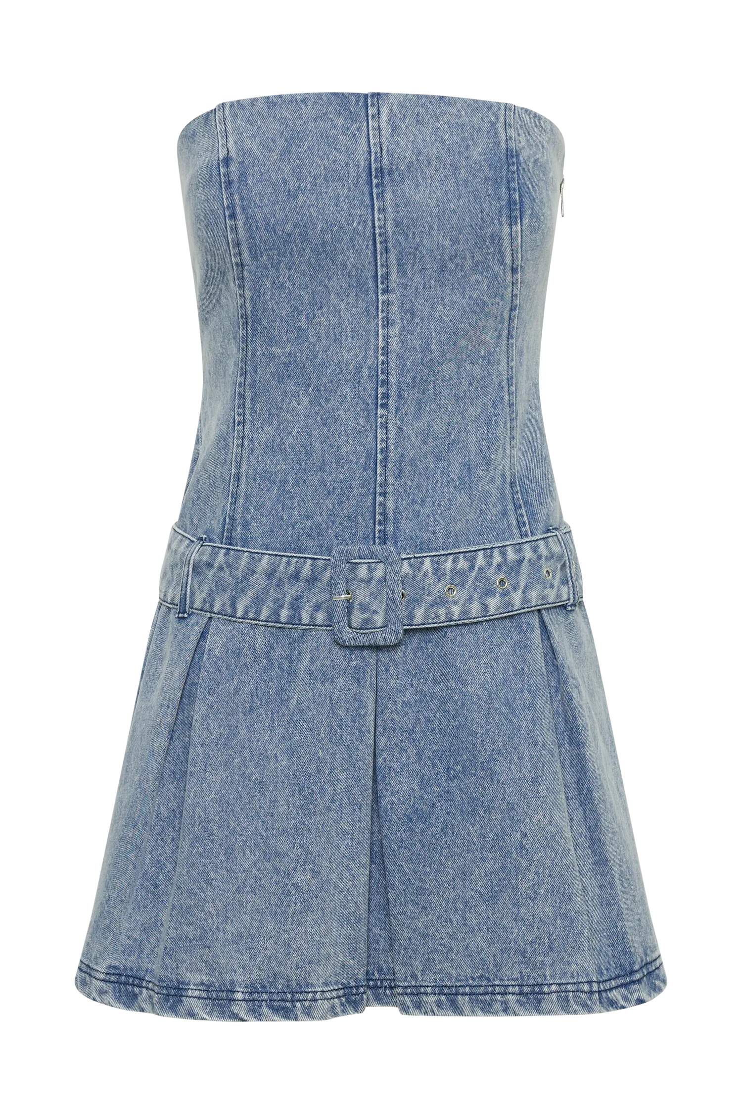 Lee Denim Pleated Mini Dress - Vintage Blue