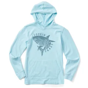 Life is Good Kids LS Hooded Crusher Lookin Sharp Shark BEACH BLUE