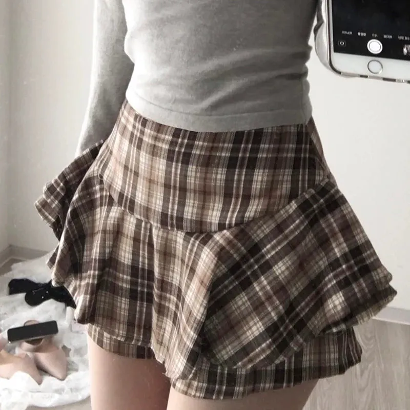 Lila Plaid Mini Skirt