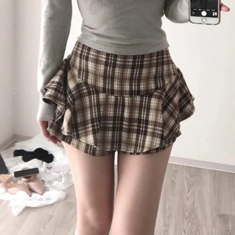 Lila Plaid Mini Skirt