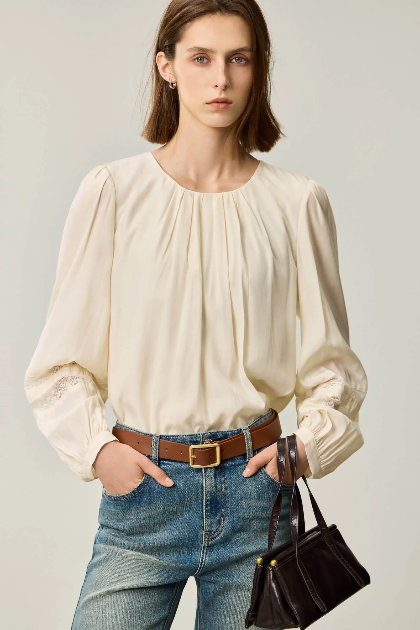 LILY Elegant Subtle Shine Chiffon Blouse