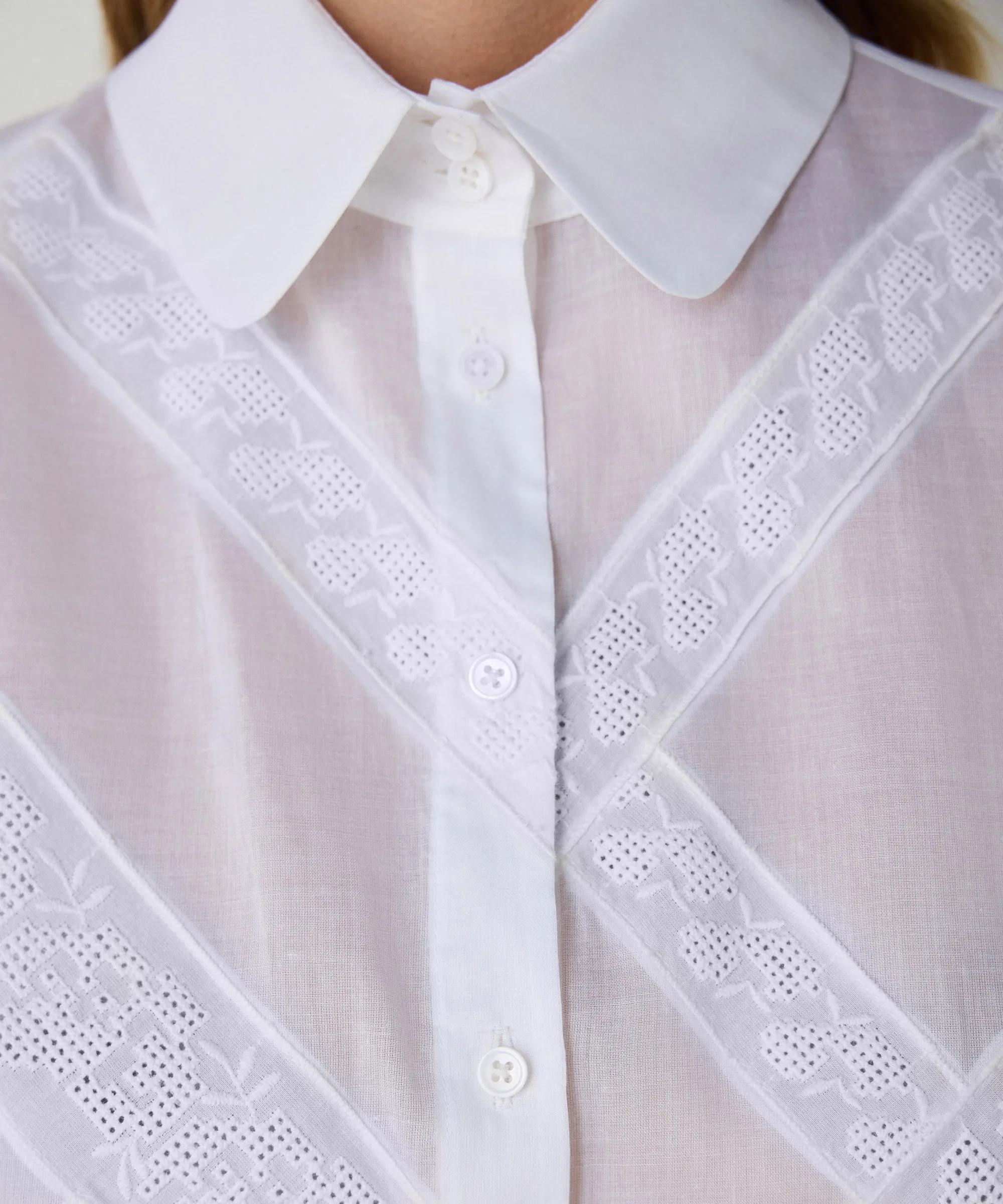 Machka Lace Mix Poplin Shirt White