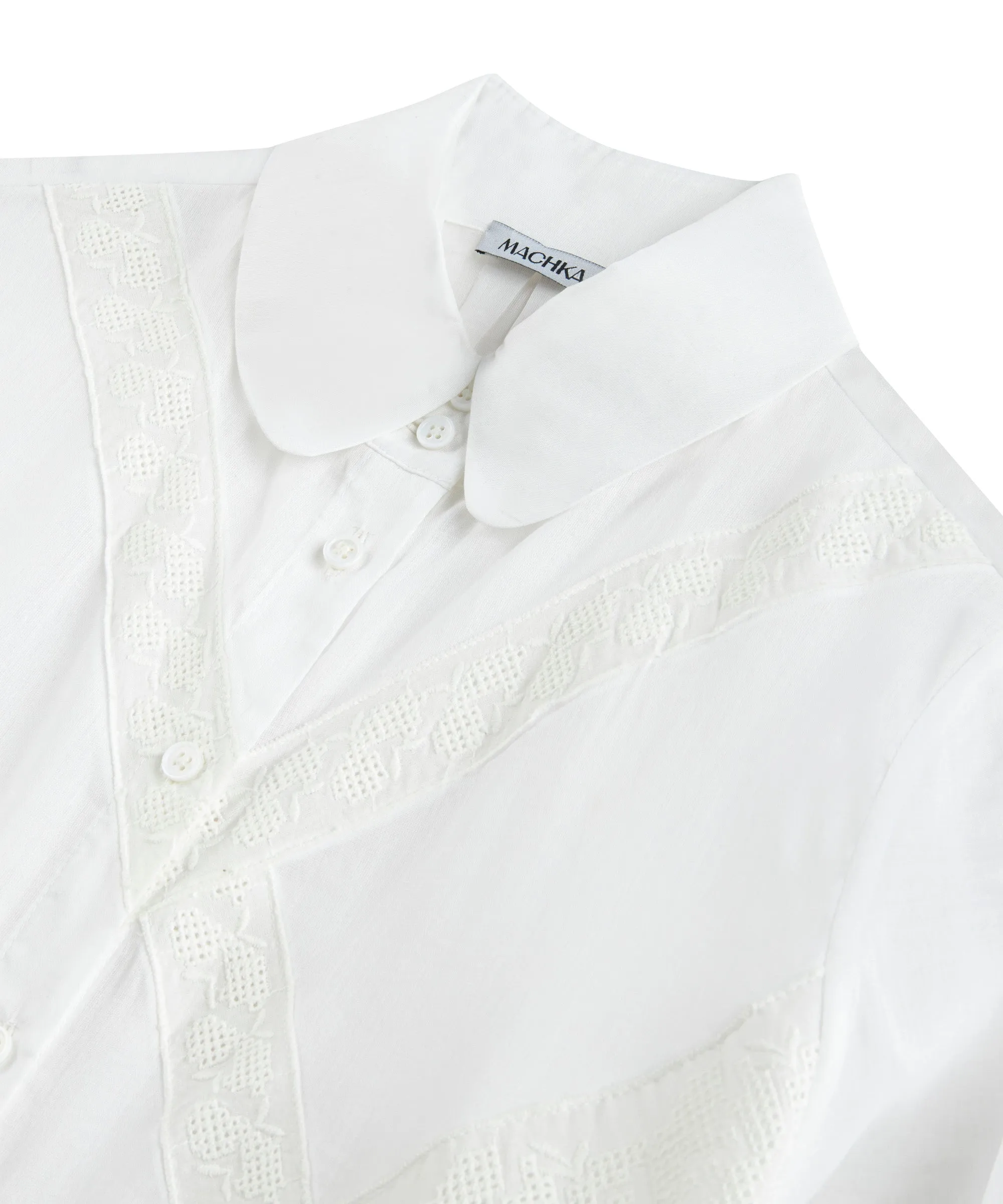 Machka Lace Mix Poplin Shirt White