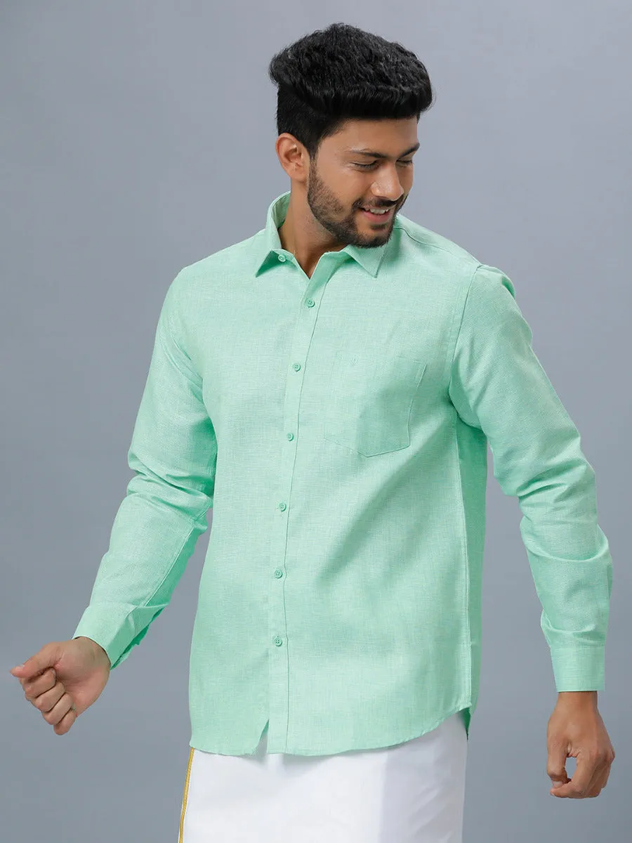 Men Cotton Blend Full Sleeves Shirt Pista Green T25 TA3