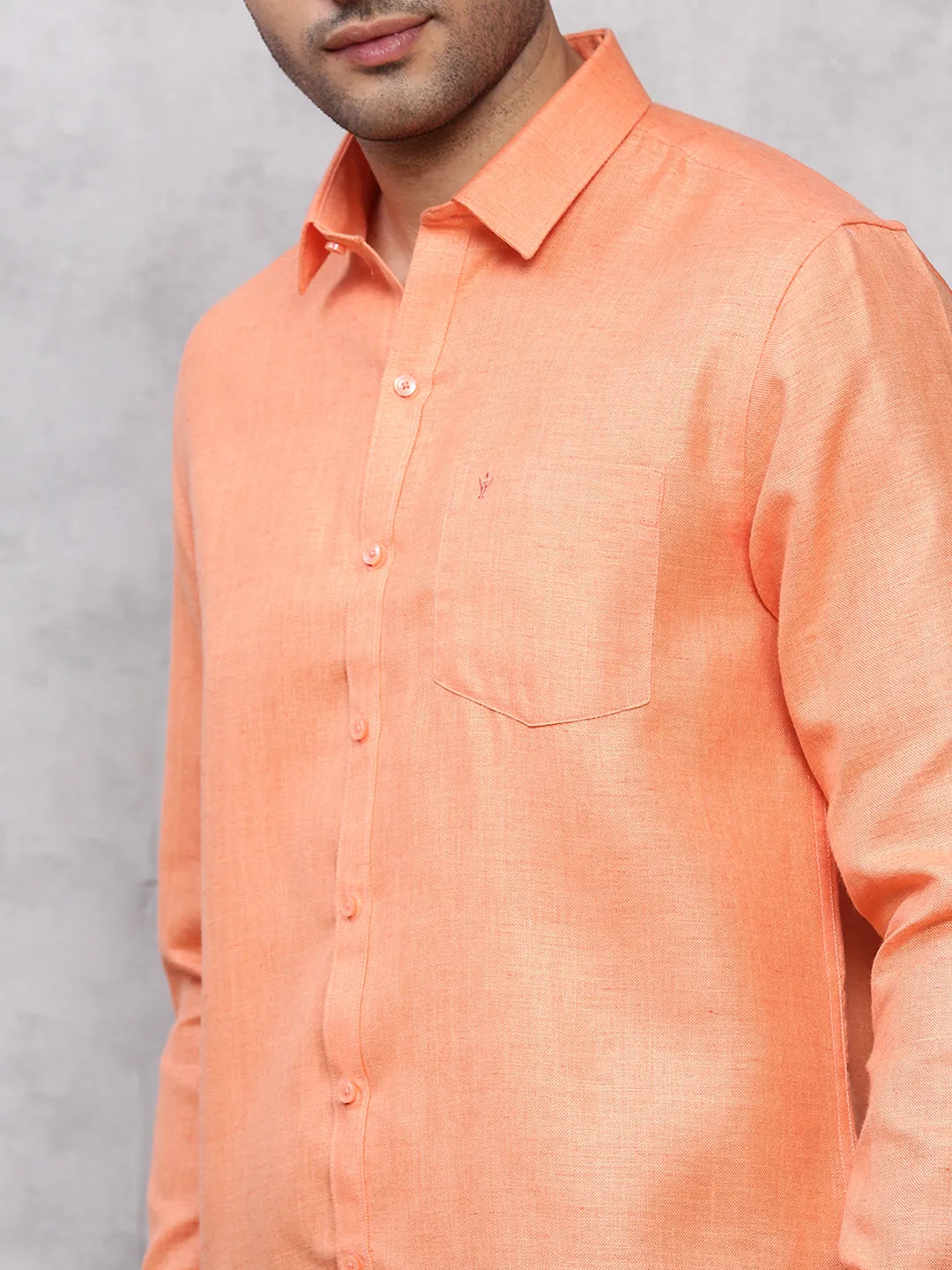 Men Cotton Blend Shirt Orange T7 CG4