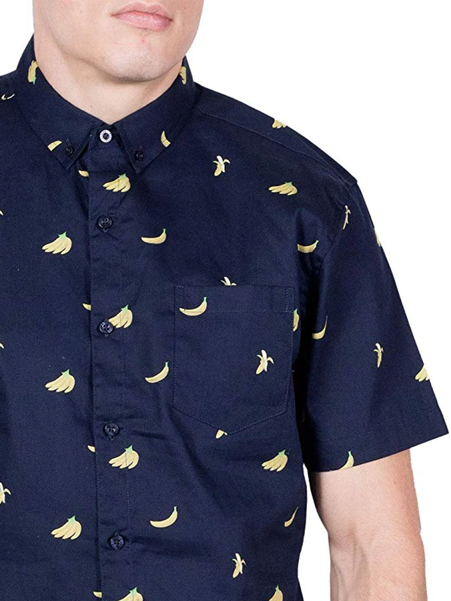 Mens Button Down Shirt - Navy Banana ( Stretch )