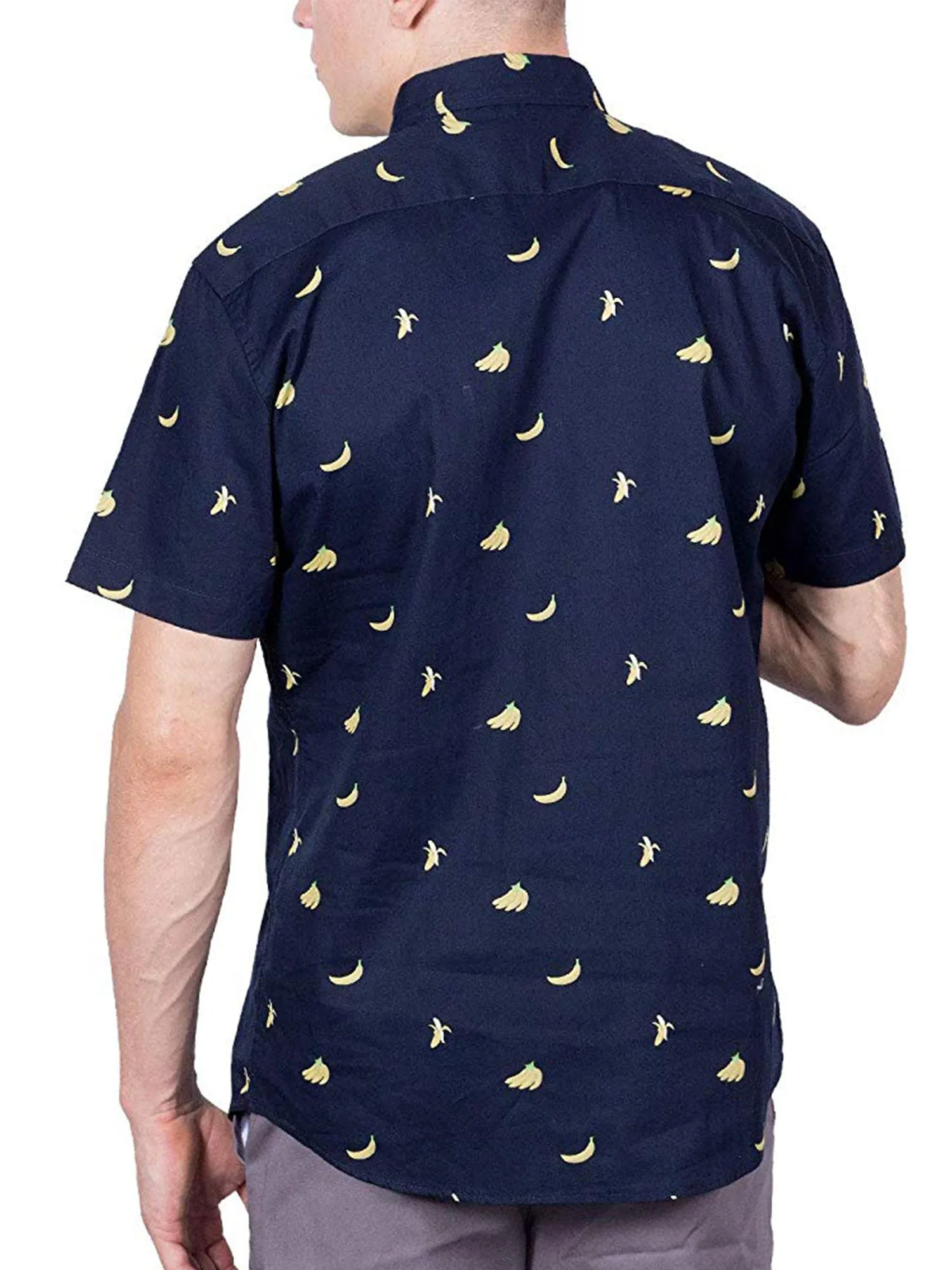 Mens Button Down Shirt - Navy Banana ( Stretch )