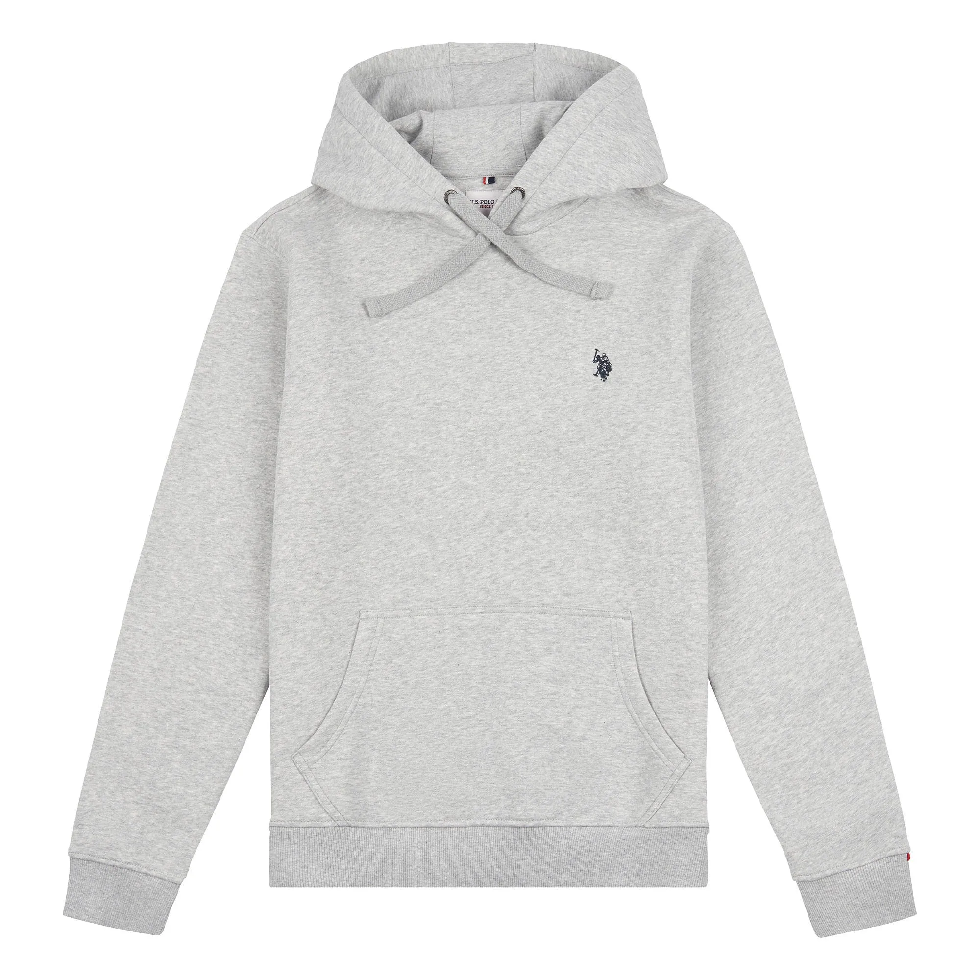 Mens Double Horsemen Hoodie in Mid Grey Marl