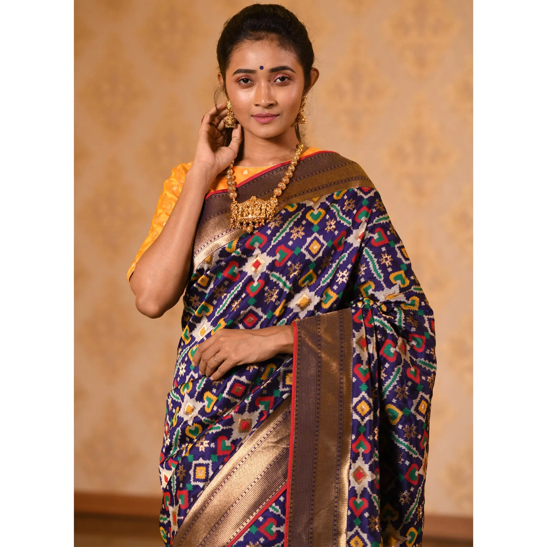 Navy Patola Silk Saree with Zari