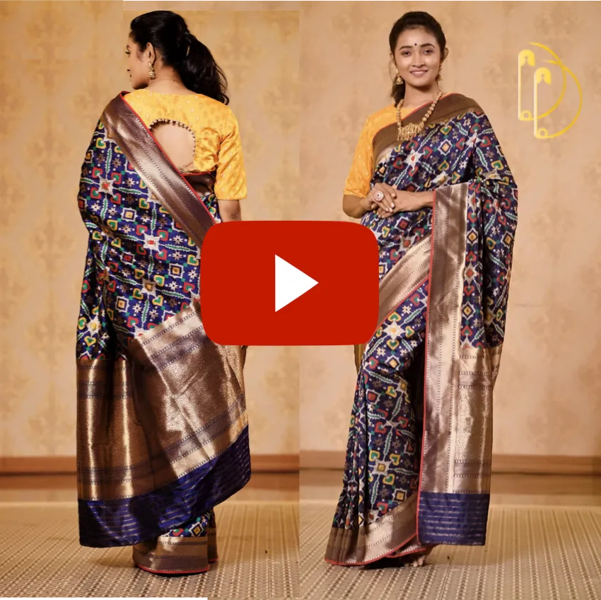 Navy Patola Silk Saree with Zari