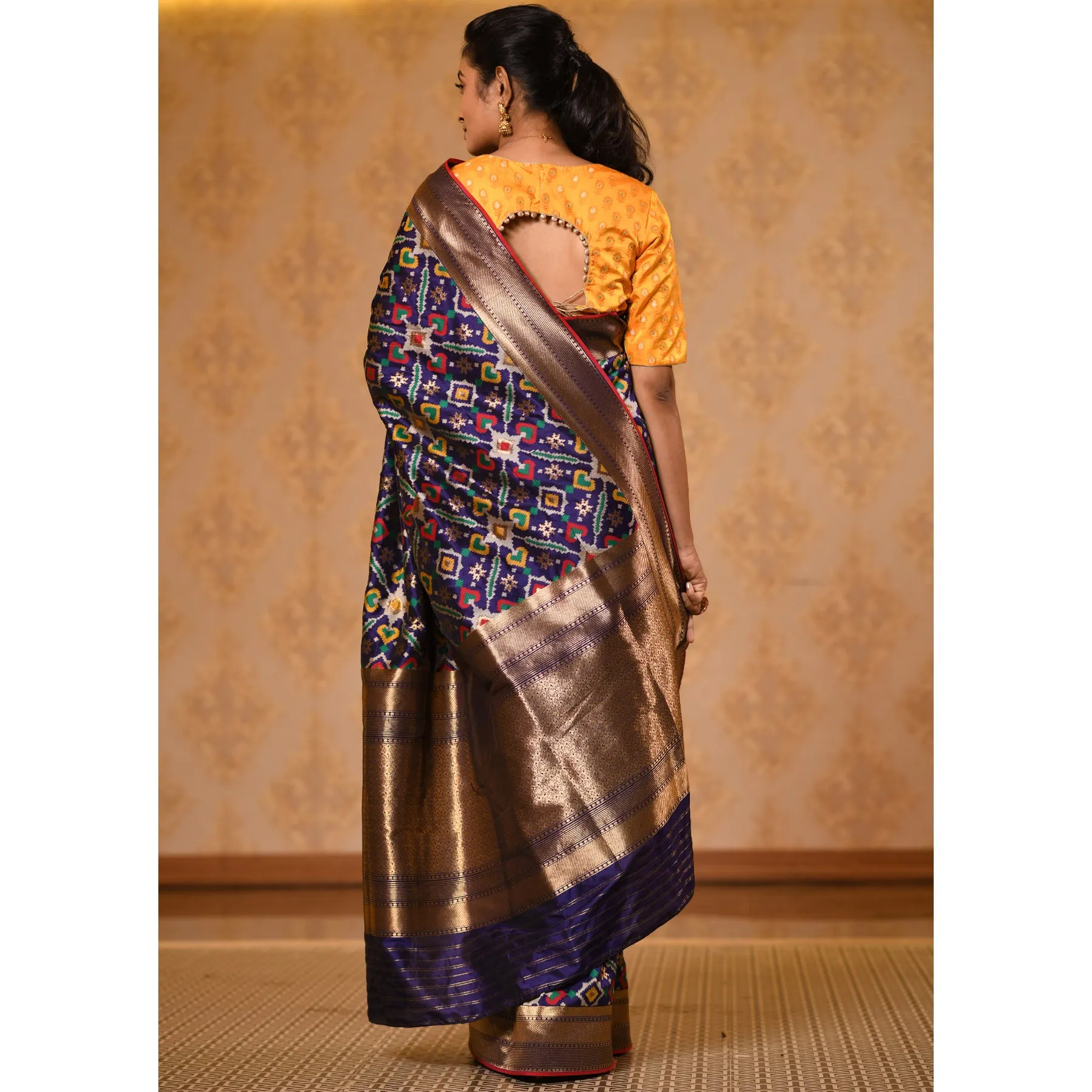 Navy Patola Silk Saree with Zari