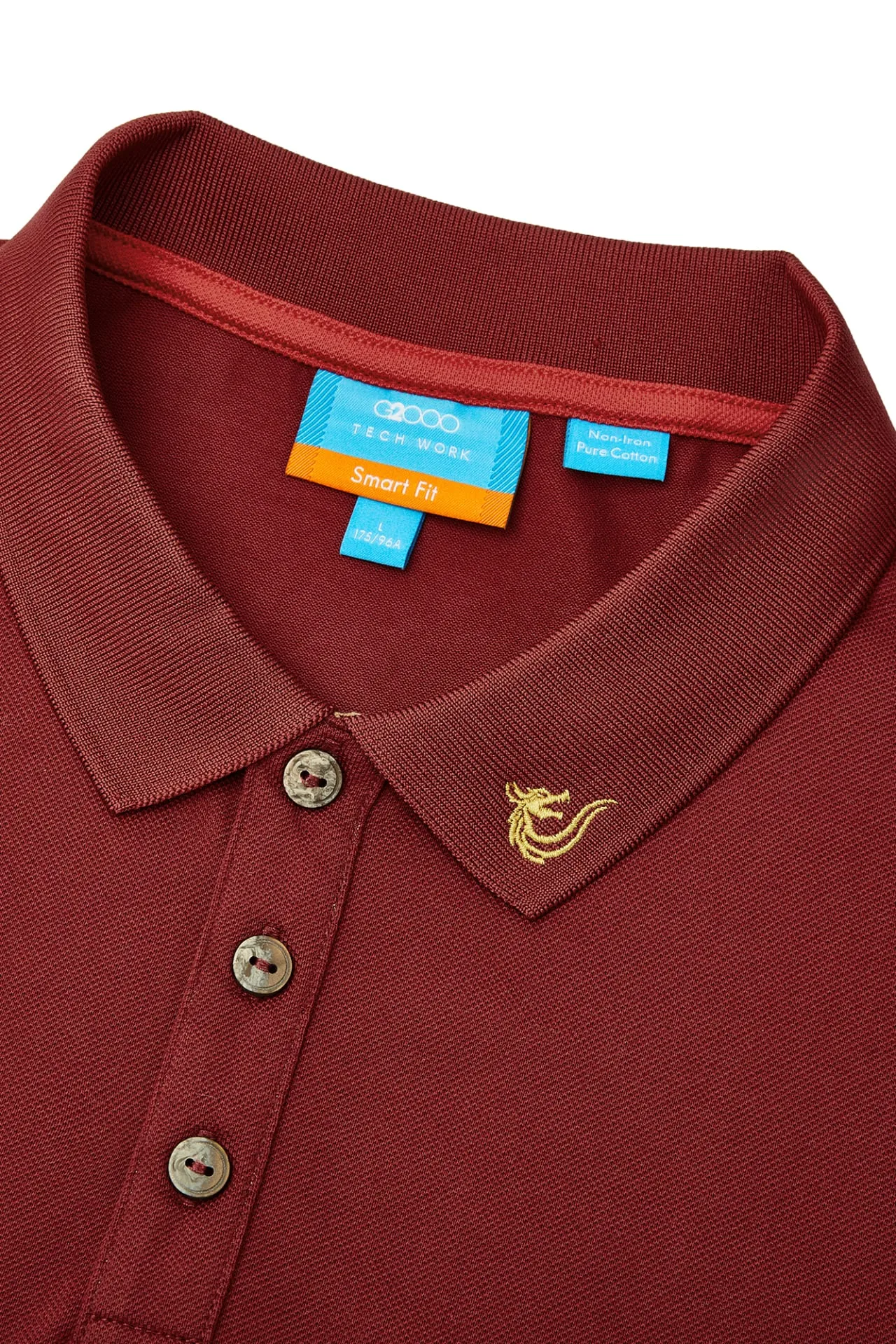 Non-Iron Pure Cotton Dragon Embroidery Collar Polo