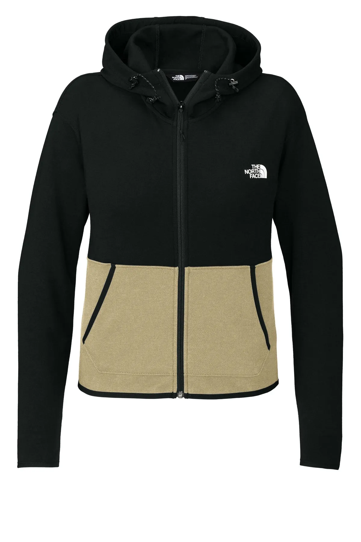 North Face Ladies Double-Knit Zip Custom Hoodies, Khaki Stone/ Black