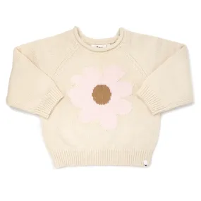 oh baby! Crew Neck Sweater - Pink Daisy - Natural