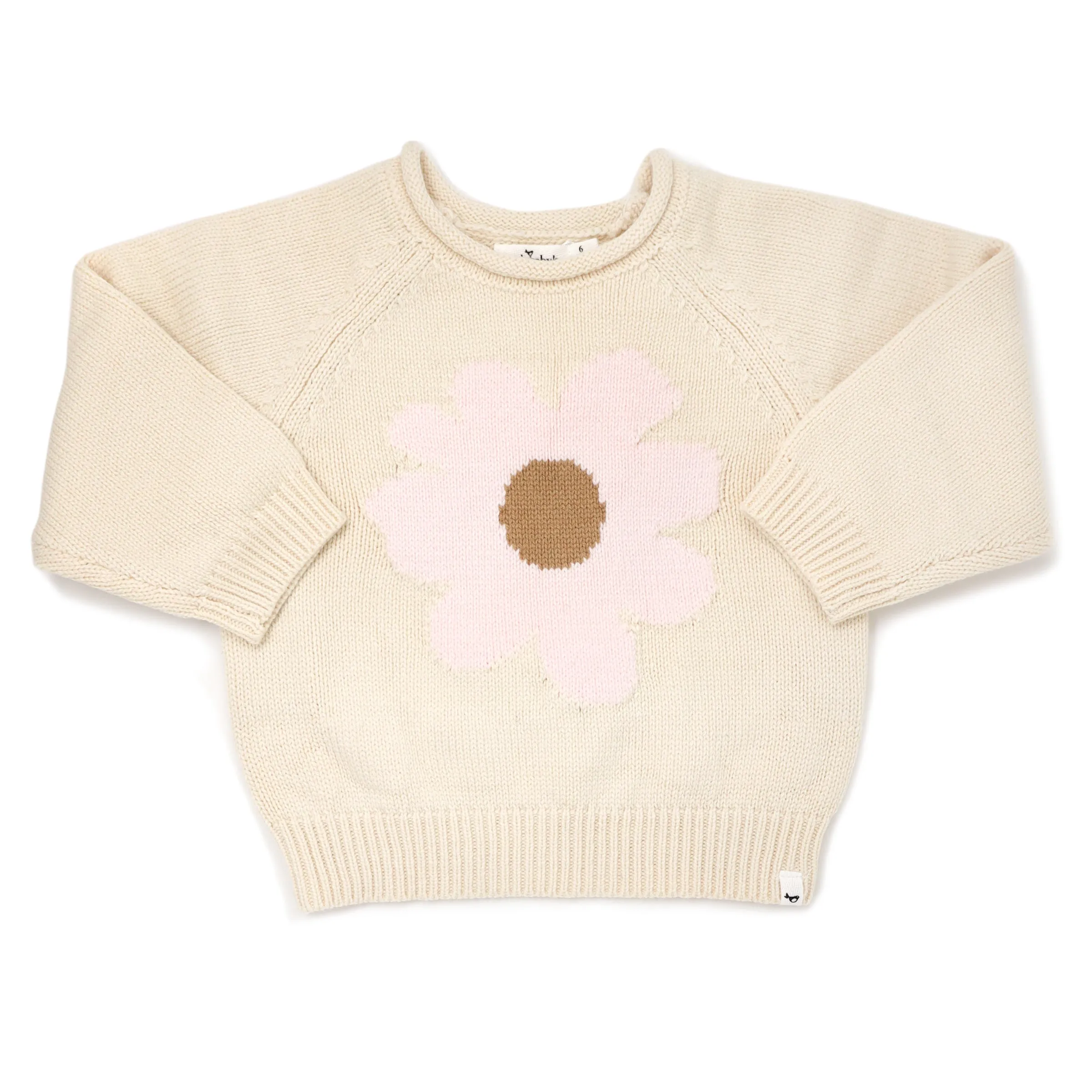 oh baby! Crew Neck Sweater - Pink Daisy - Natural