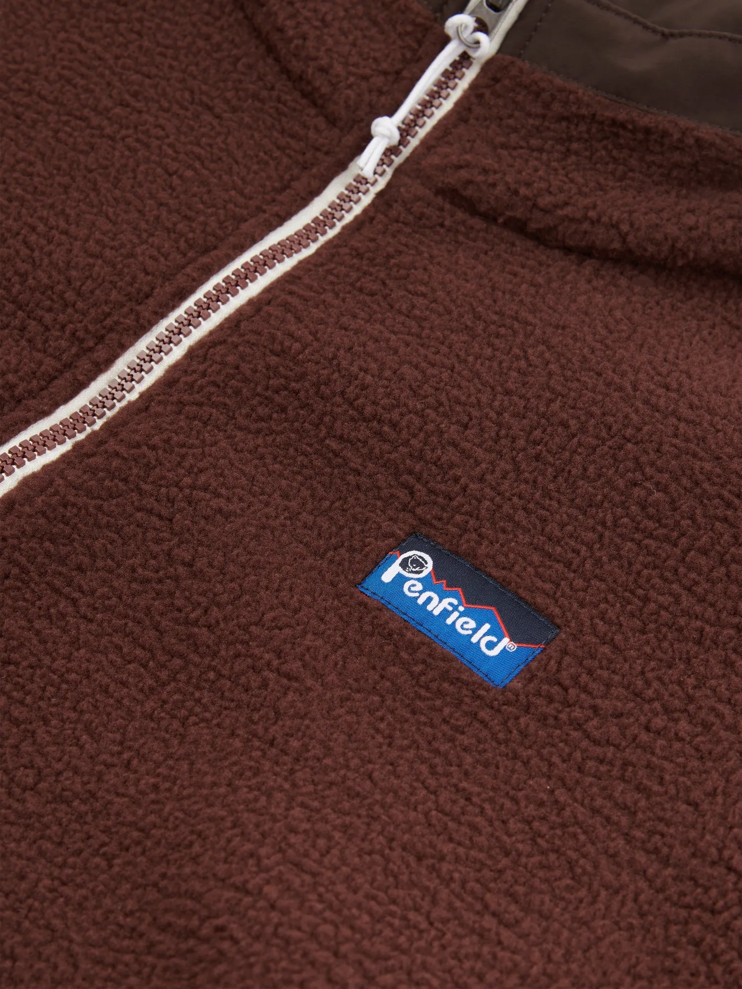 Penfield Mens 1/4 Zip Funnel Neck Fleece Chicory Coffee