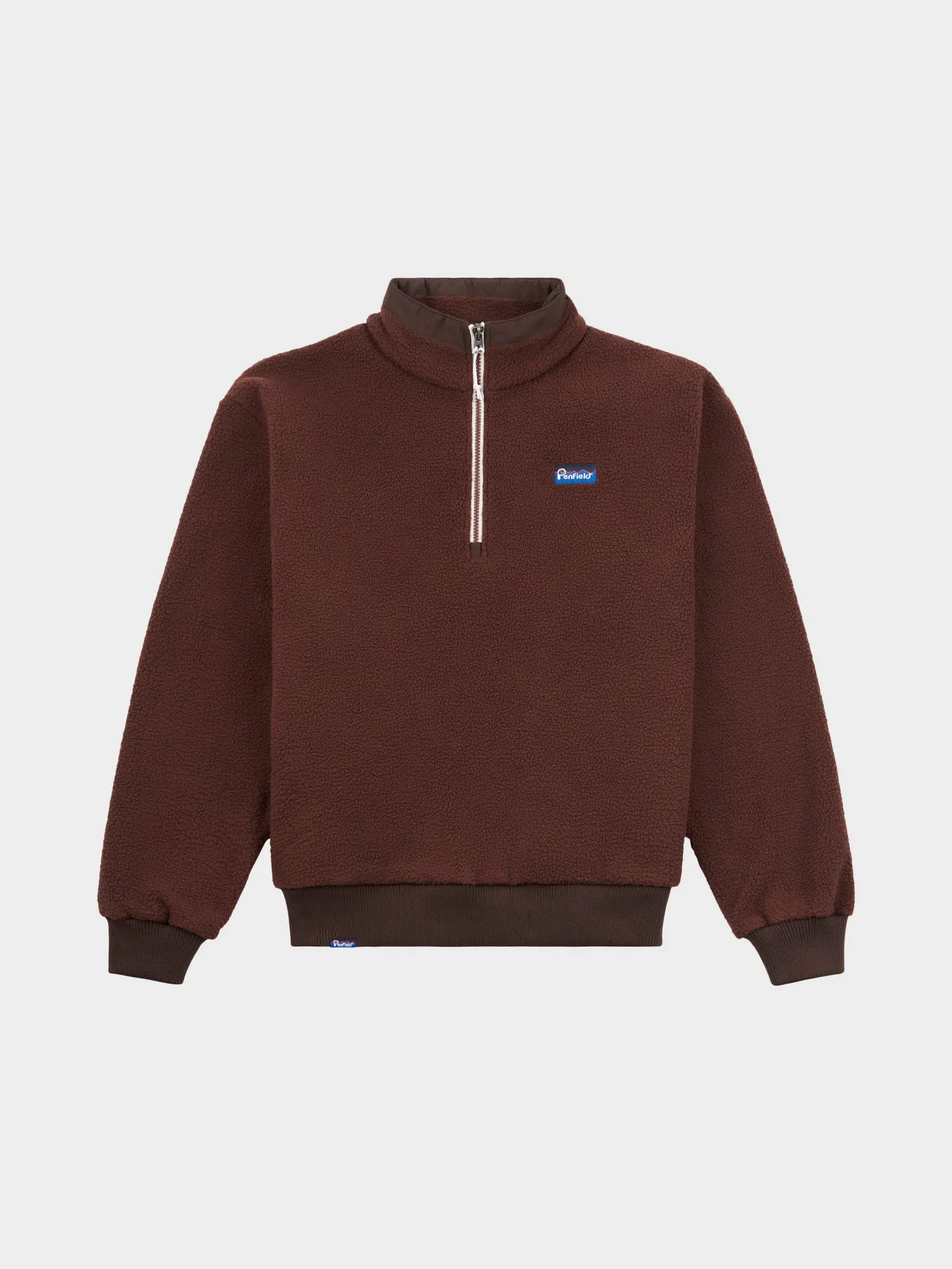 Penfield Mens 1/4 Zip Funnel Neck Fleece Chicory Coffee