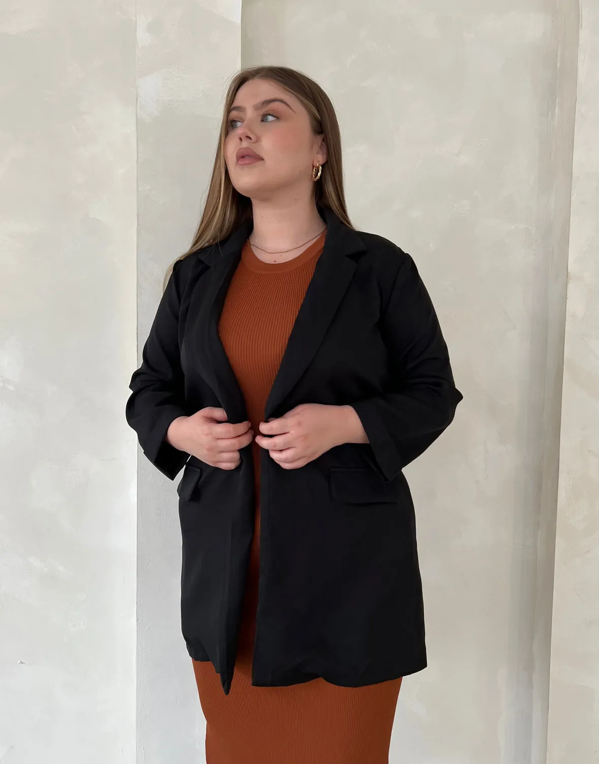 Plus Size Lightweight Open Blazer