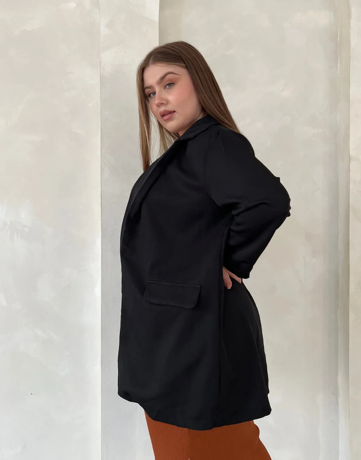 Plus Size Lightweight Open Blazer