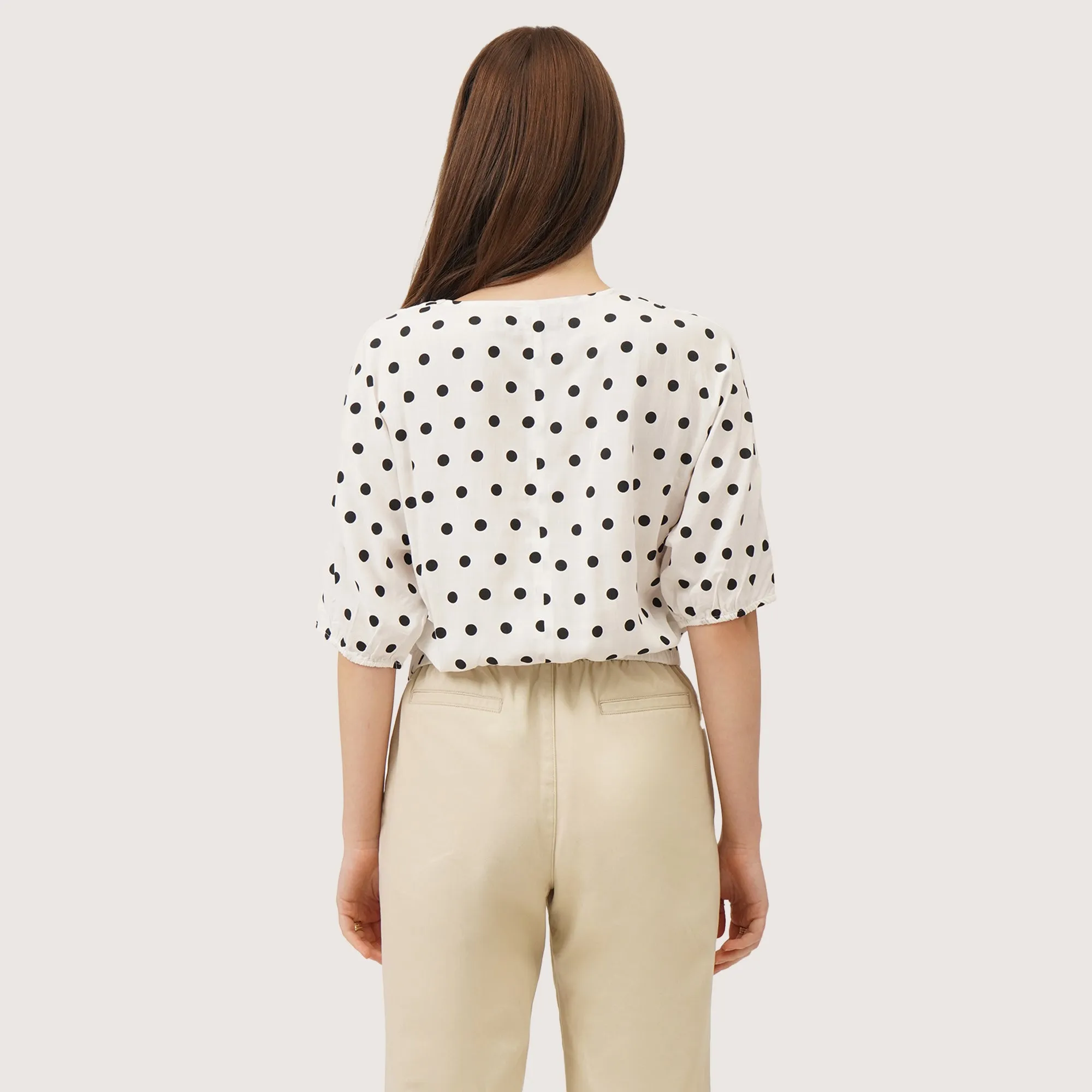 Polka Dot Puff Sleeve Top