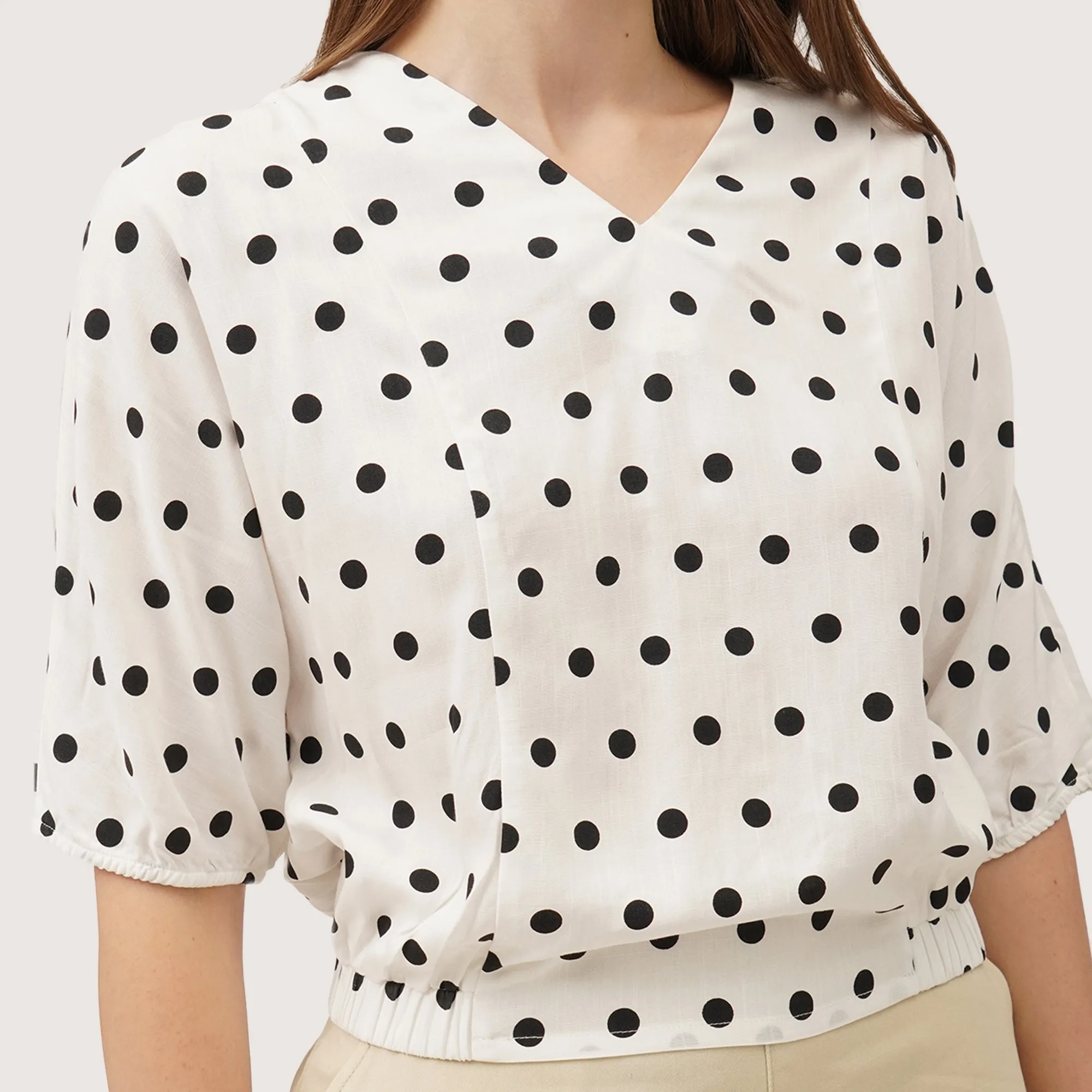 Polka Dot Puff Sleeve Top