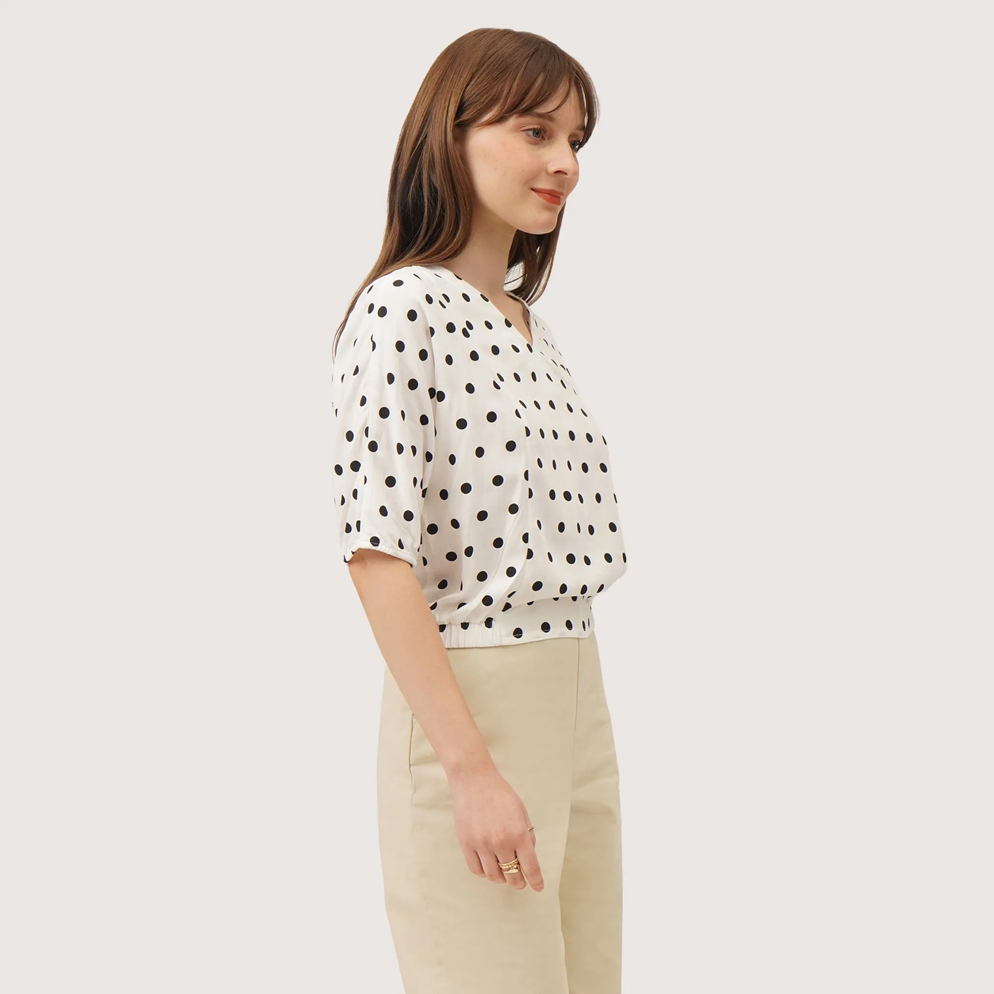 Polka Dot Puff Sleeve Top