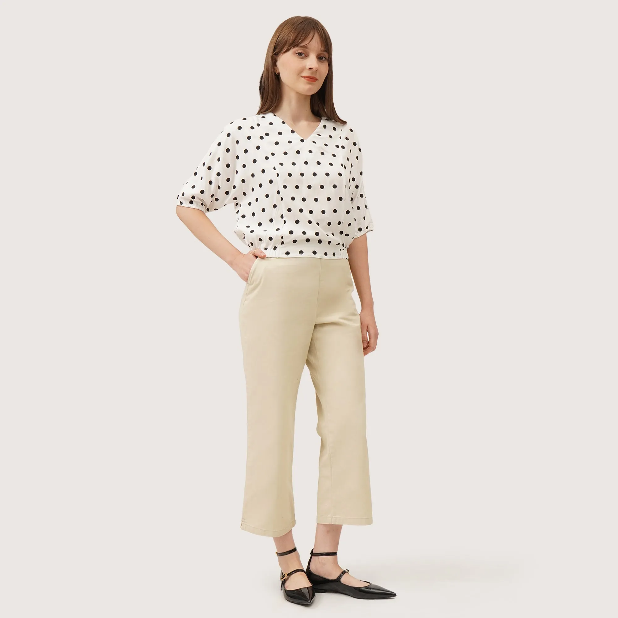 Polka Dot Puff Sleeve Top