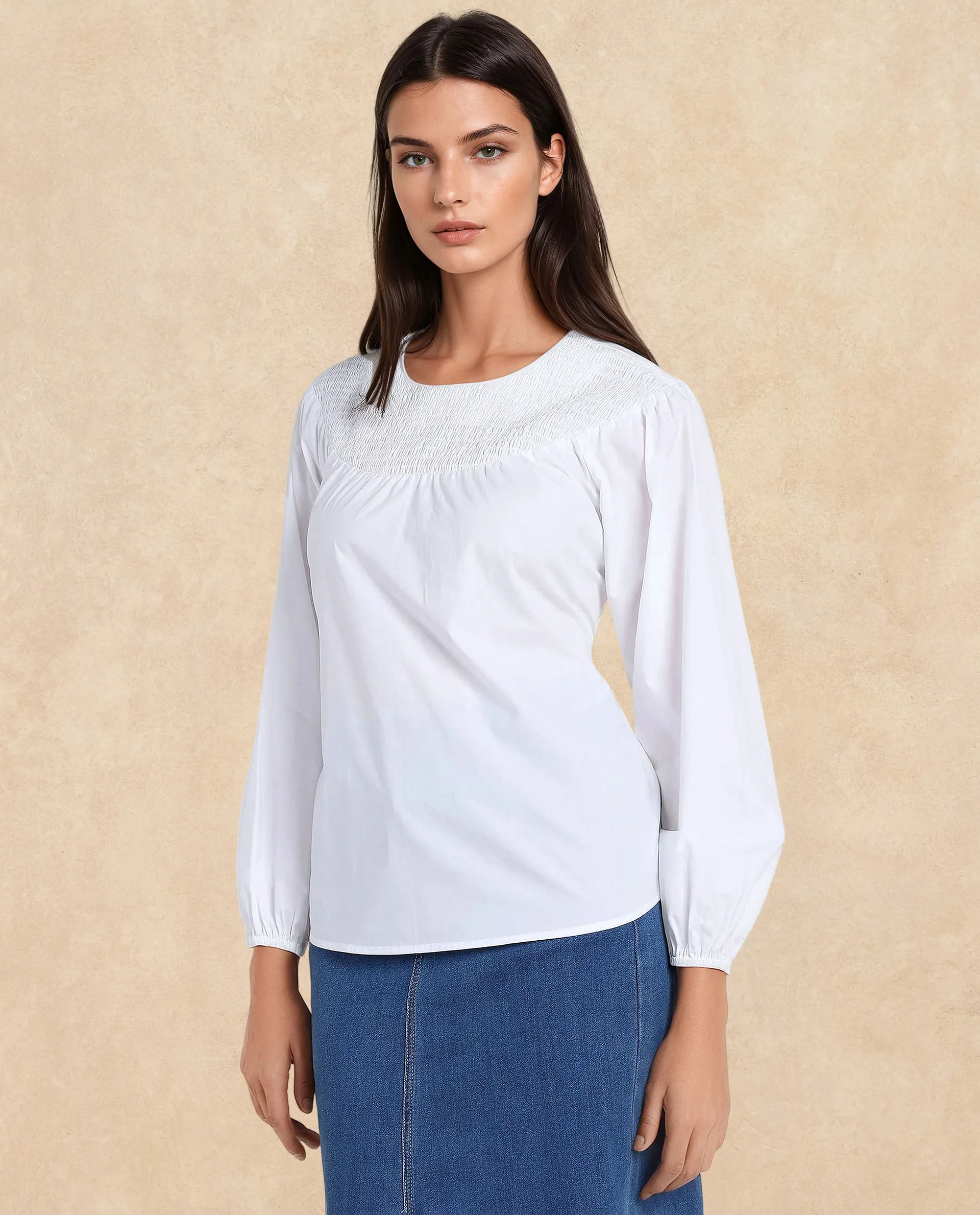 Rareism Women Cassius White Plain Top