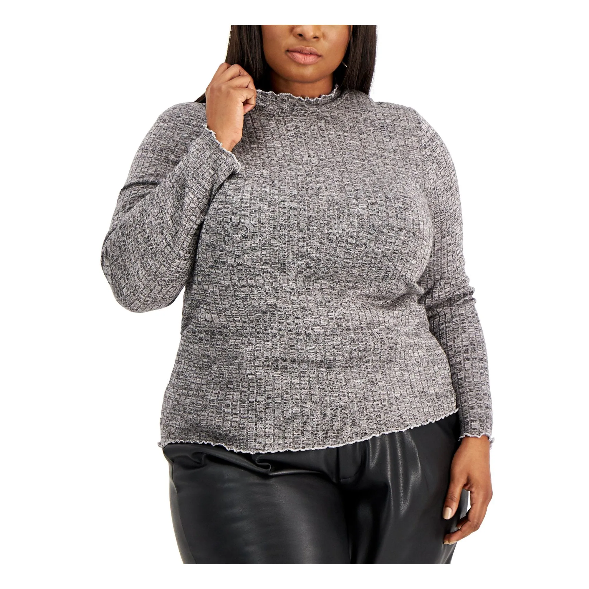 Rebellious One Trendy Plus Size Hacci Turtleneck Sweater