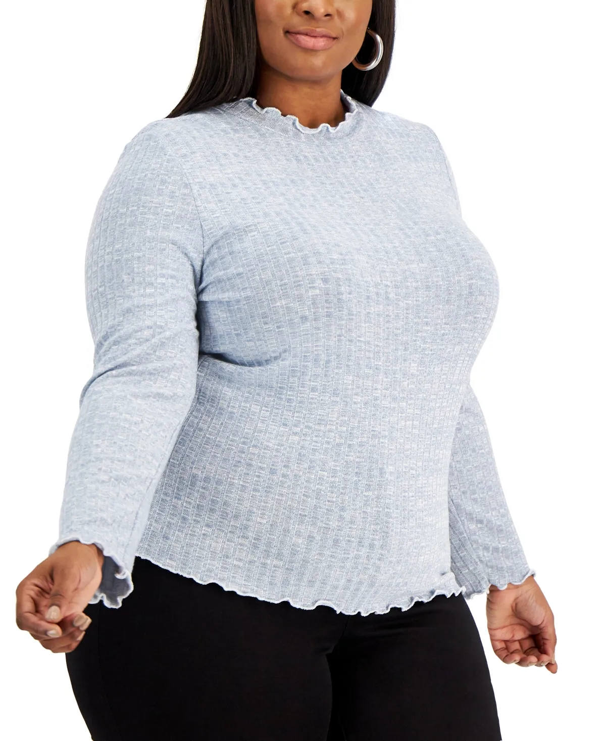 Rebellious One Trendy Plus Size Hacci Turtleneck Sweater