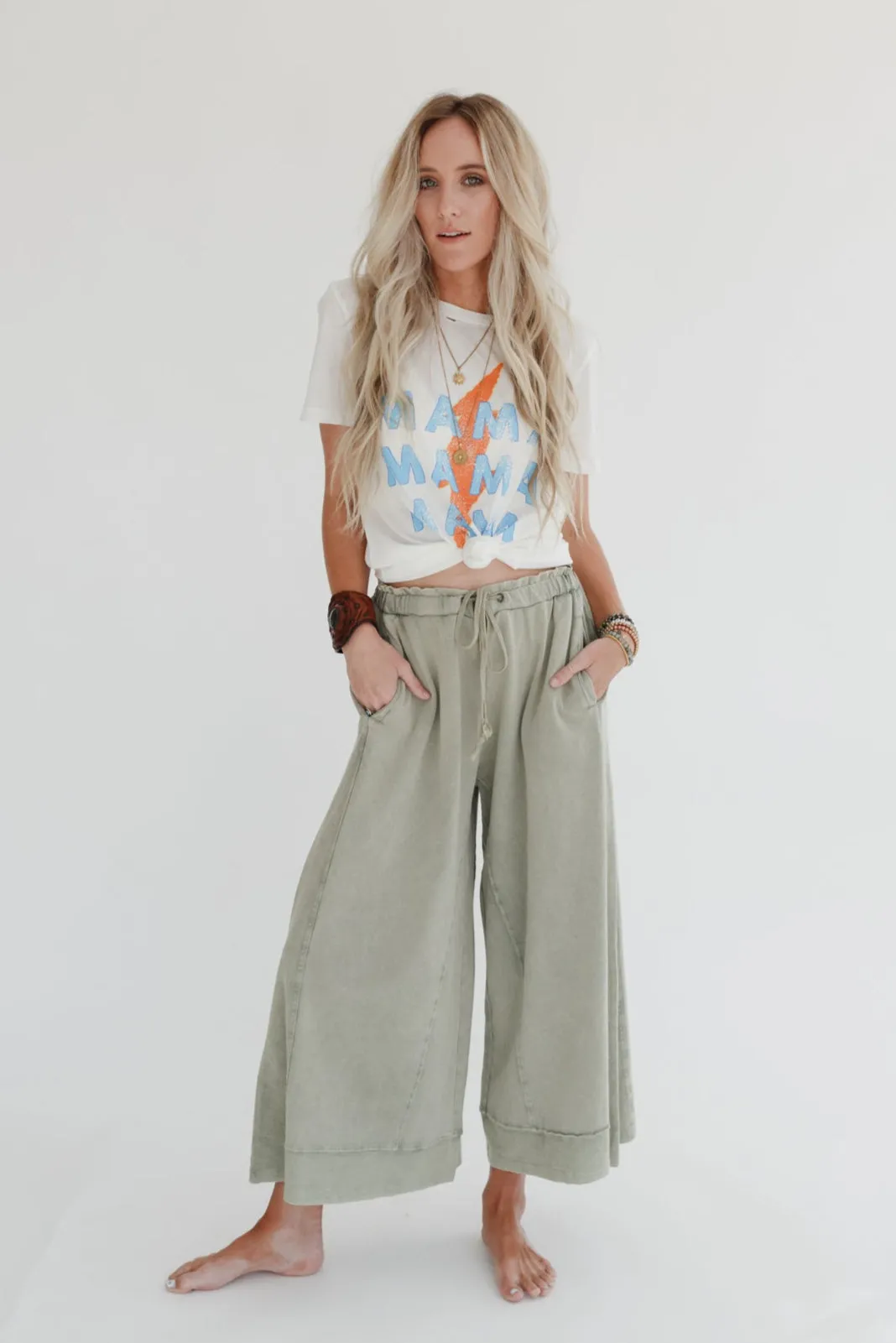 Relaxed Vibes Wide Leg Pants - Olive