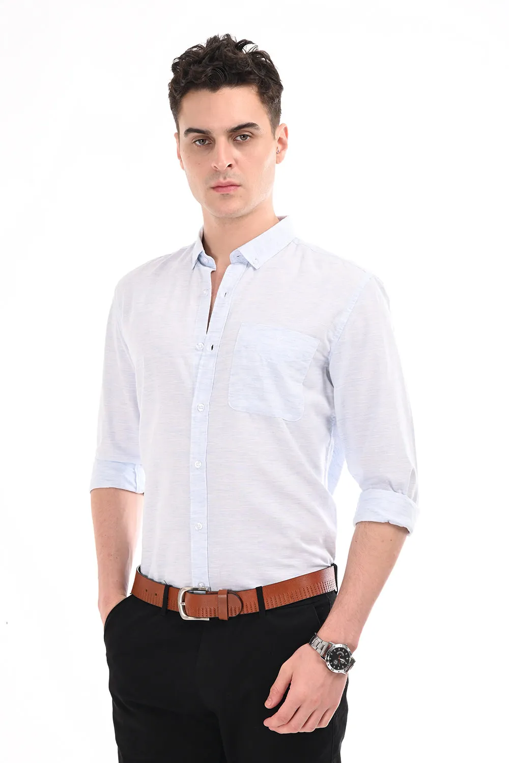 Sky Blue Lenin Semi Formal Shirt