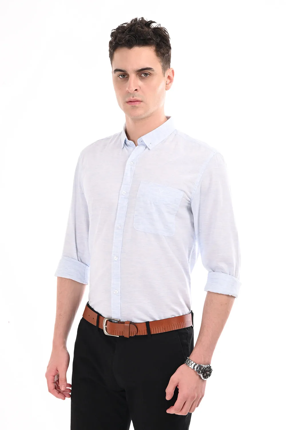 Sky Blue Lenin Semi Formal Shirt