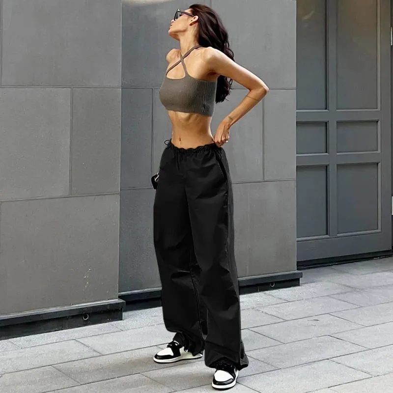 Solid Parachute Relaxed Trousers