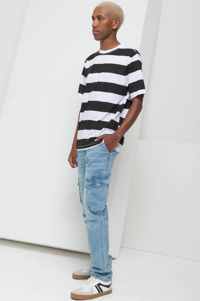 Stripe Short Sleeve T-Shirt Black & White