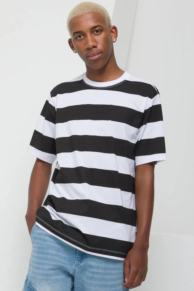 Stripe Short Sleeve T-Shirt Black & White