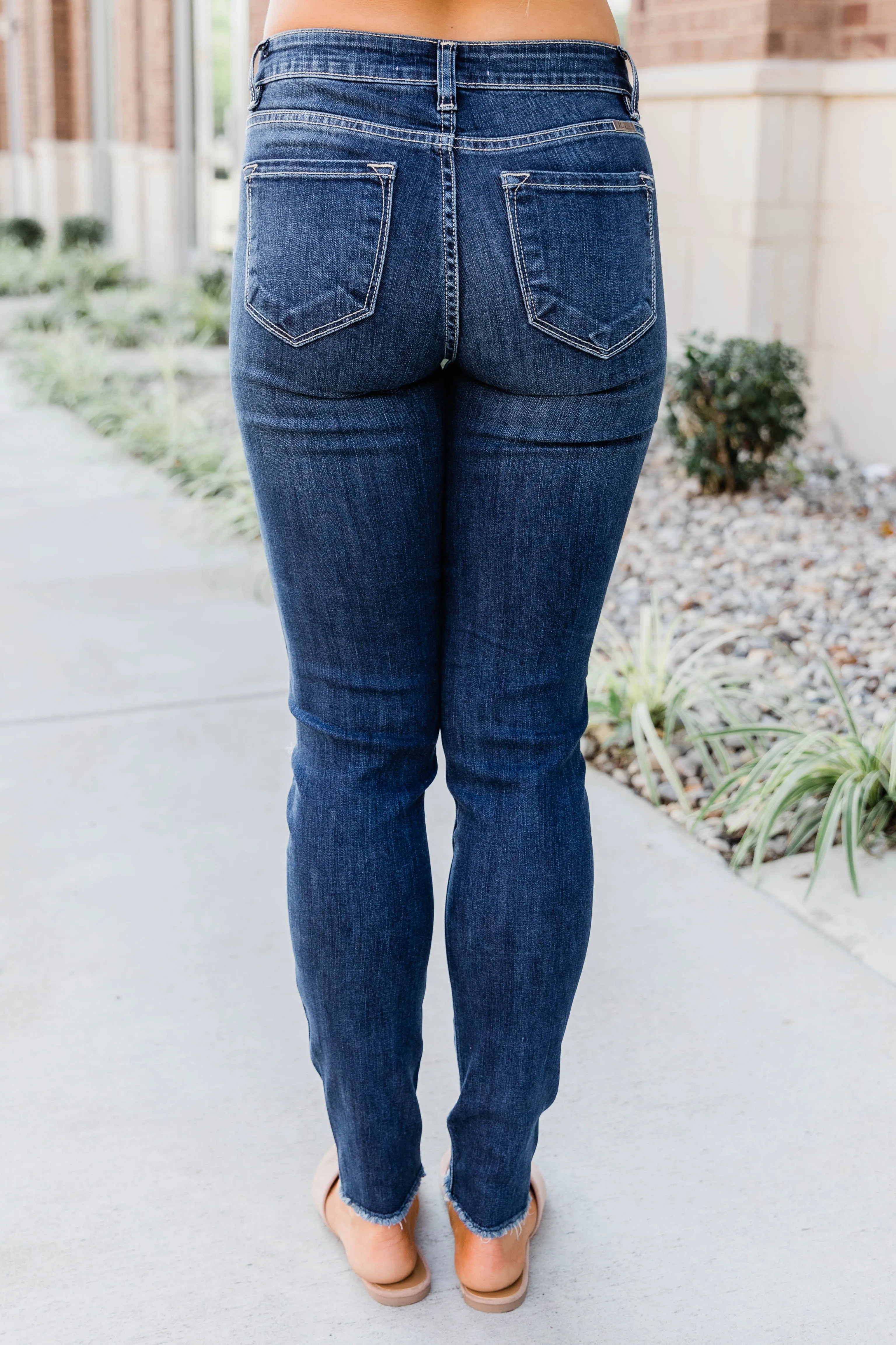 The Kallista Dark Wash Distressed Crop Jeans FINAL SALE