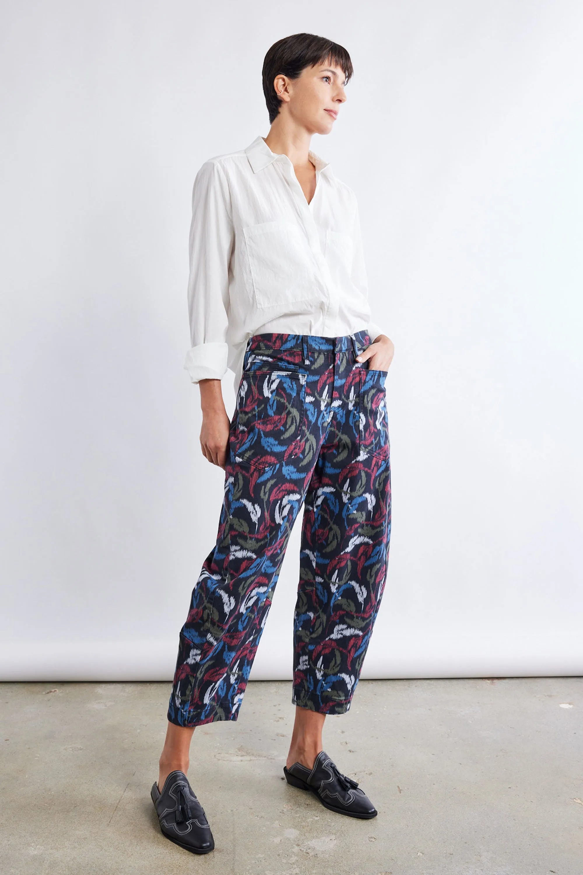 The Printed Slouchy Soft Twill Pants