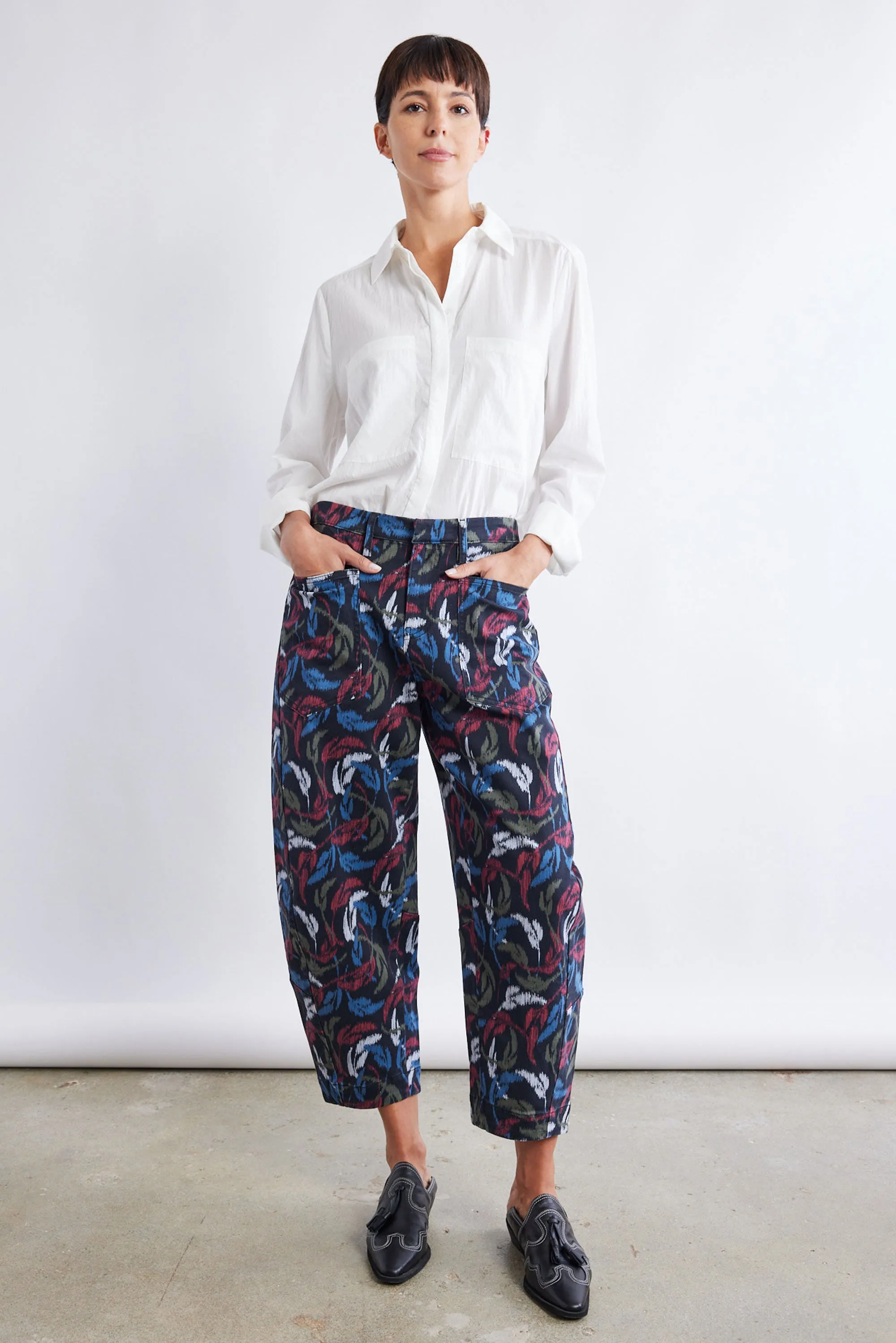 The Printed Slouchy Soft Twill Pants