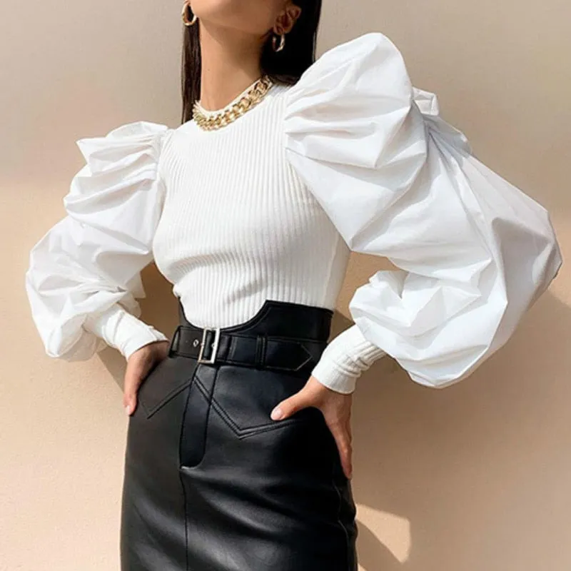 Trendy Long Sleeve Puff Blouse